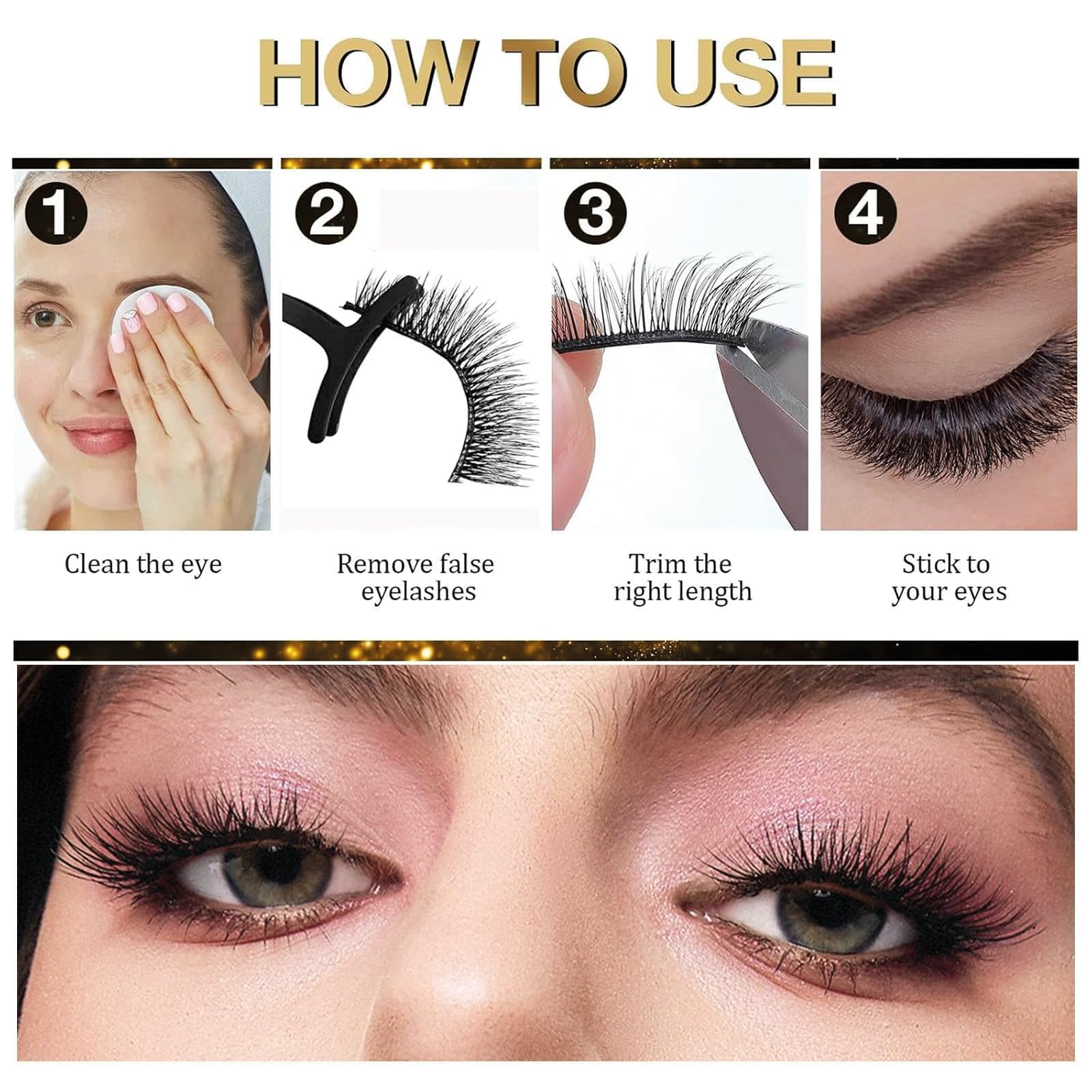Self Adhesive Eyelashes Natural Look False Eyelashes Reusable Self Stick Lashes No Glue Needed 5 Pairs Waterproof Lashes Mixed (Black)
