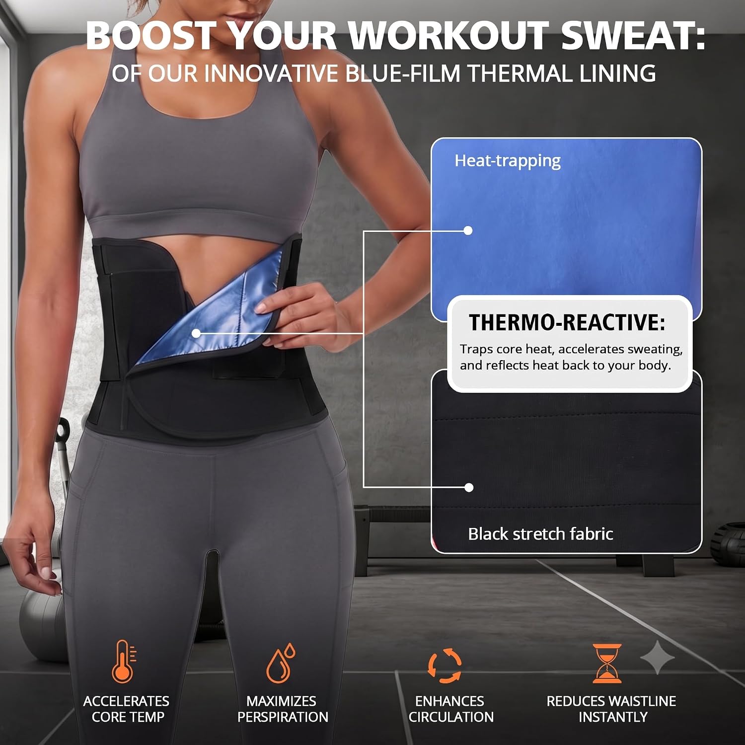 VENUZOR Waist Trainer for Women Men,Workout Waist Cincher Trimmer Ab Belt,Tummy Control Slimming Body Shaper for Belly Fat