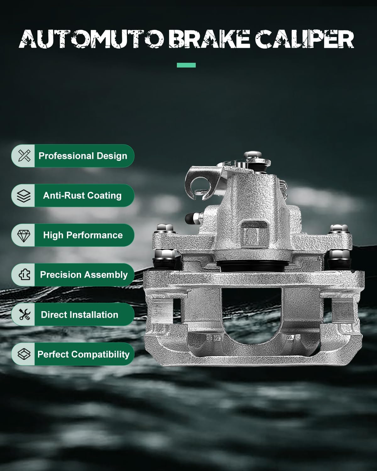 AUTOMUTO Rear Left & Right 18B5081 18B5080 Disc Brake Calipers Assembly With Bracket For Chrysler Town & Country 08-12, For Dodge Grand Caravan 08-12, For Ram C/V 12, For Volkswagen For Routan 09-12