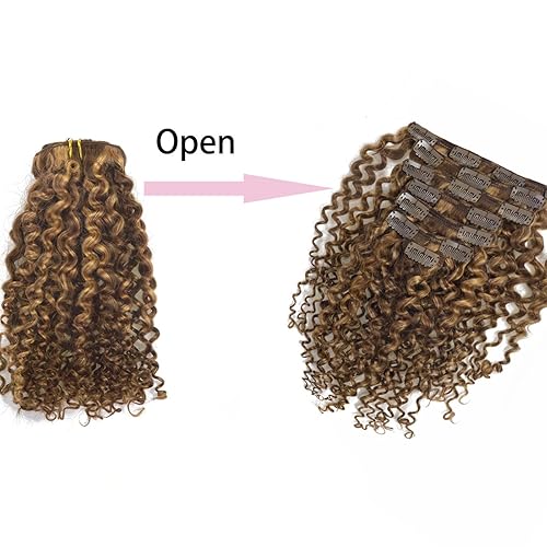 Miniatura 3 de Loxxy Extensiones de cabello humano real con clip, rizo 3B y 3C, 18 pulgadas, color natural, rizado Jerry, grado 8A, #P427, extensiones de cabello