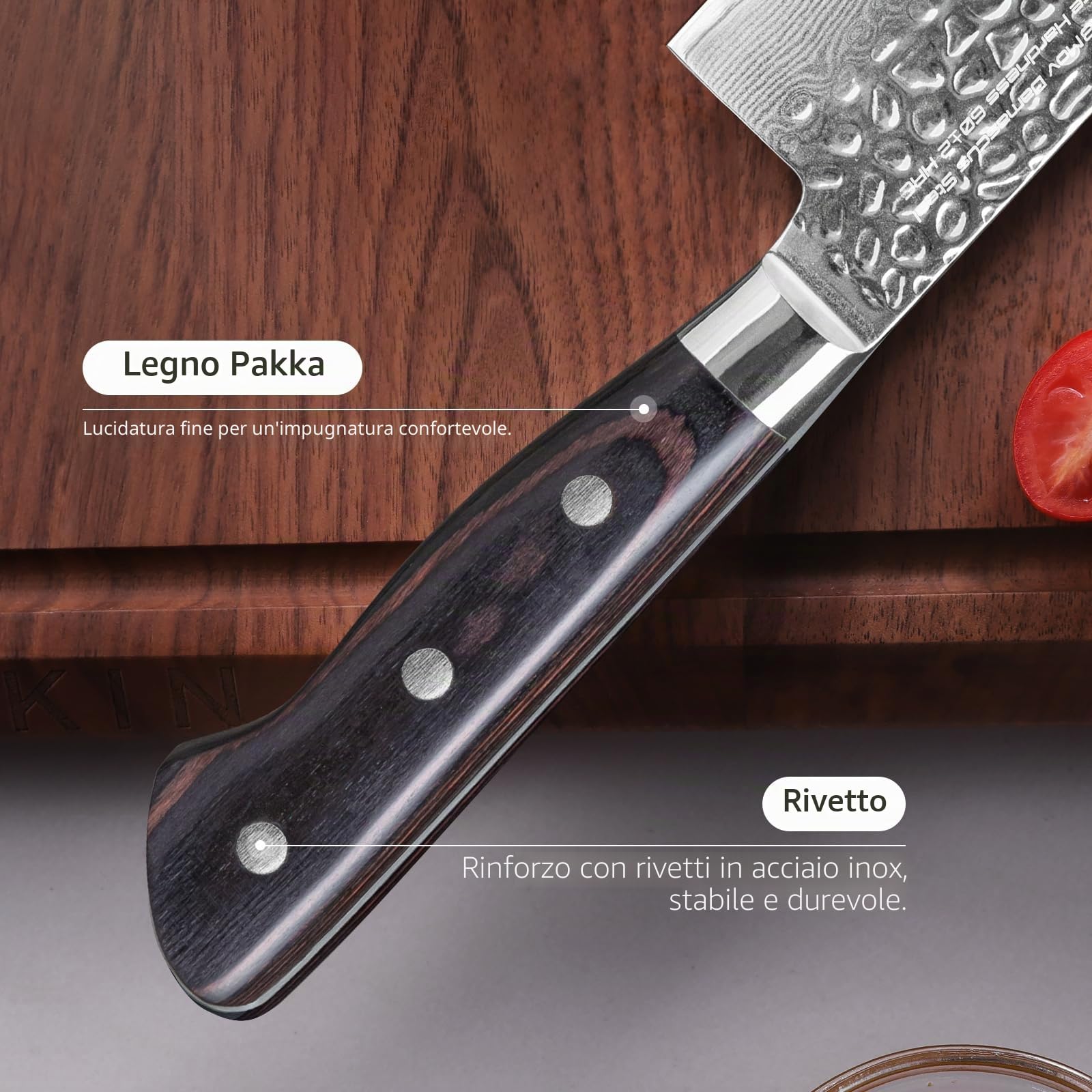 FINDKING Coltello Gyuto Damasco 20 cm, Coltello Chef Serie Raven