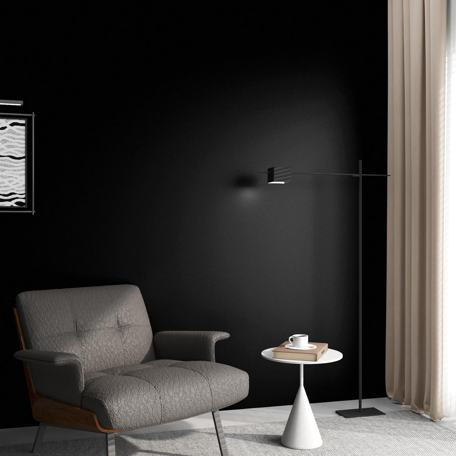ReWallpaper 30in×16.5ft Black Contact Paper for Cabinets Countertops Classroom Desk Table Top Peel and Stick Black Wallpaper Modern Renter Friendly Sticky Wall Paper for Kitchen Cabinet Countertop