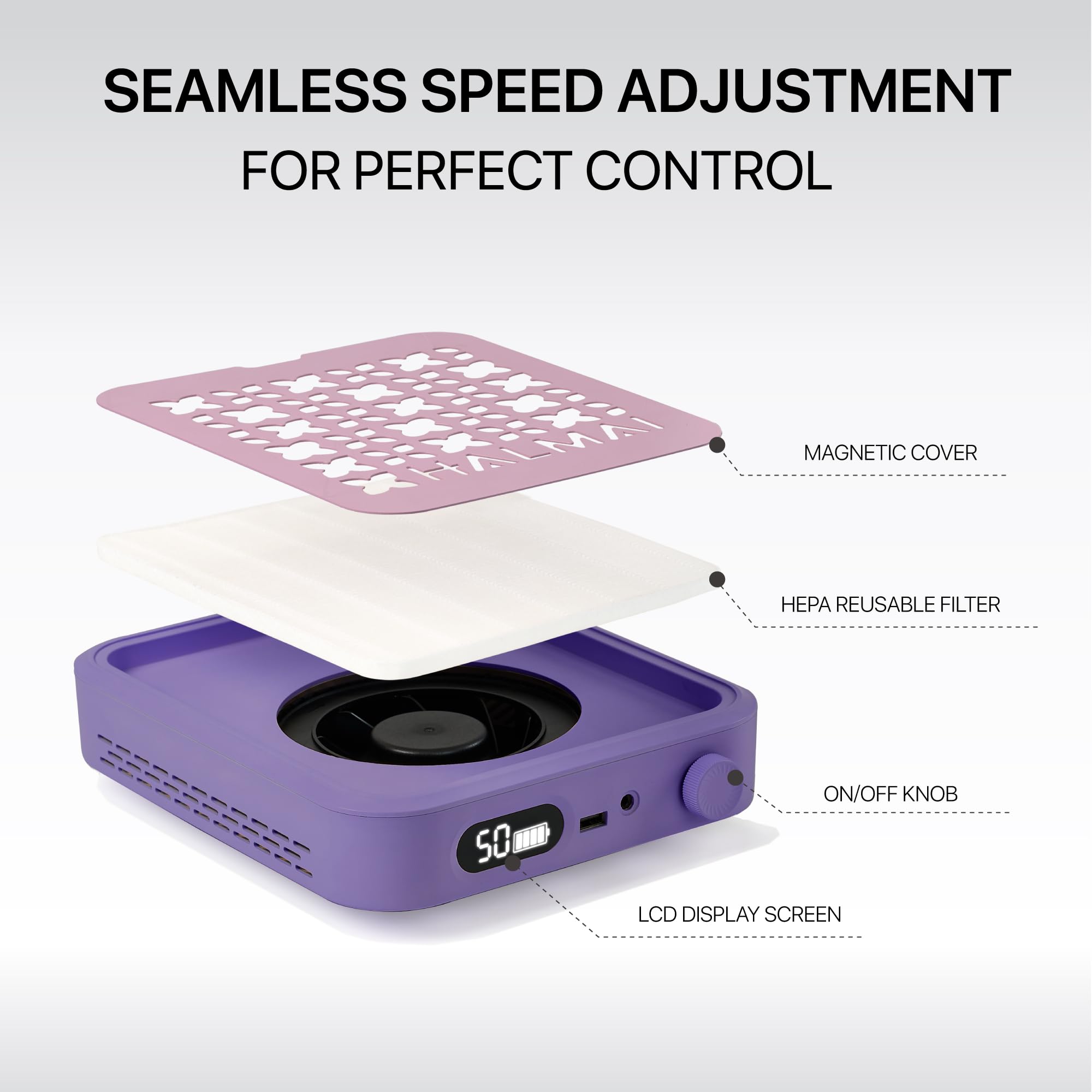 HALMAI Rechargeable Cordless Nail Dust Collector