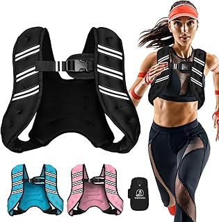 Weighted Vest for Women Men, 6lb/8lb/12lb/16lb/20lb/25lb/30lb Adjustable Weight Vest with Reflective Stripes for Workout, Strength Training, Running, Fitness, Muscle Building, Weight Loss, Rucking Vest With Phone Pouch