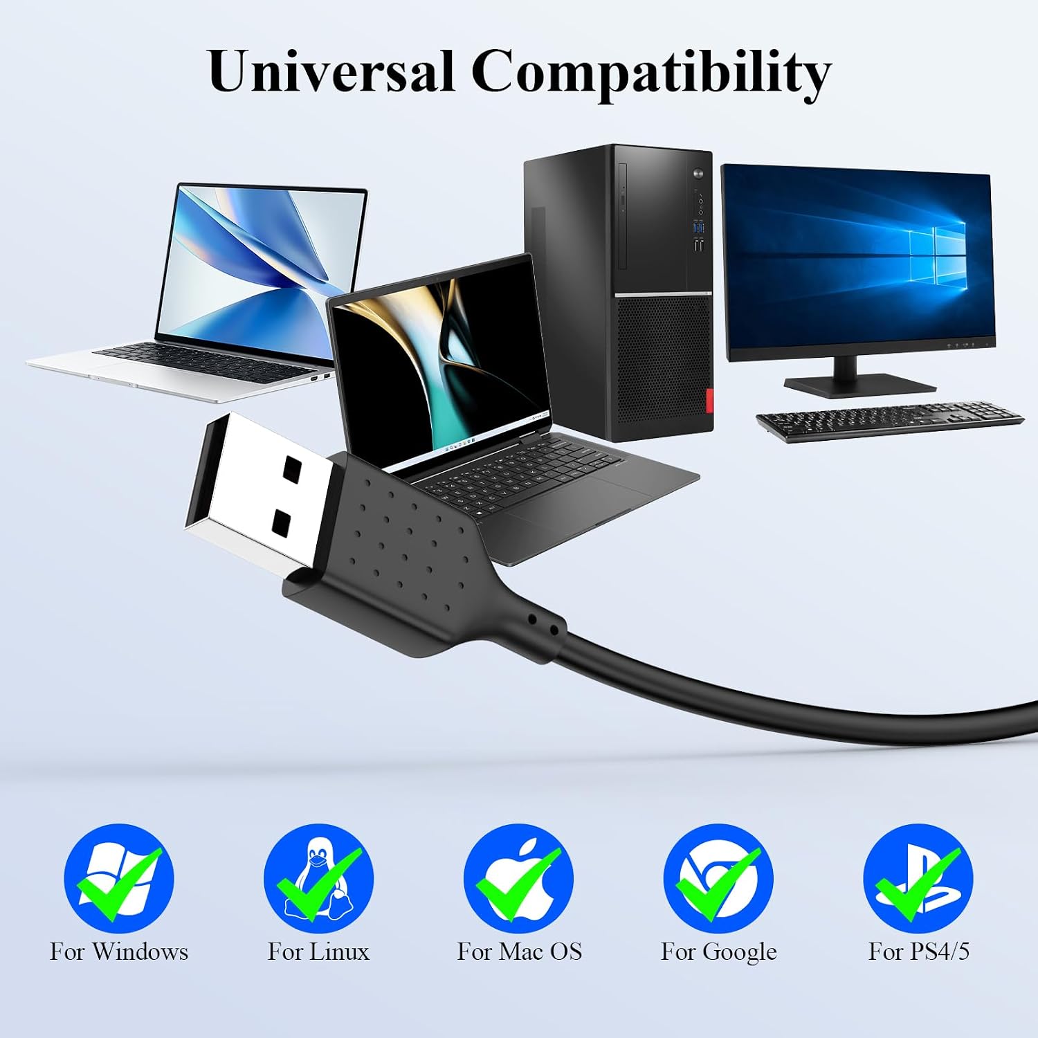 USB Earbuds for PC Laptop Computer with Microphone Wired Headphones 7.5FT USB A Headset with Mic Audio Control Noise Isolating Earphones for Dell for HP Surface Switch Office Zoom Working Black