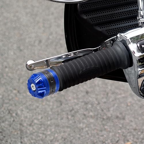 Miniatura 2 de X AUTOHAUX 1 par de tapas universales para manillar de 0.709in, extremo de barra de enchufe de aleación de aluminio para motocicleta, color azul
