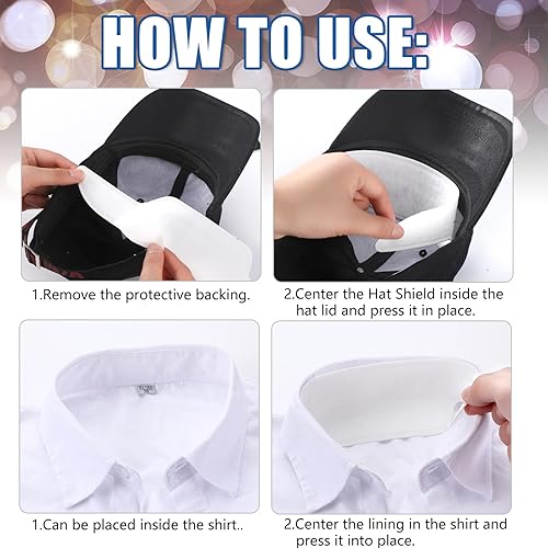 Miniatura 3 de Janmercy 100 unidades de protectores de sudor para sombrero, almohadilla absorbente que evita manchas, bandas protectoras para gorra de béisbol,