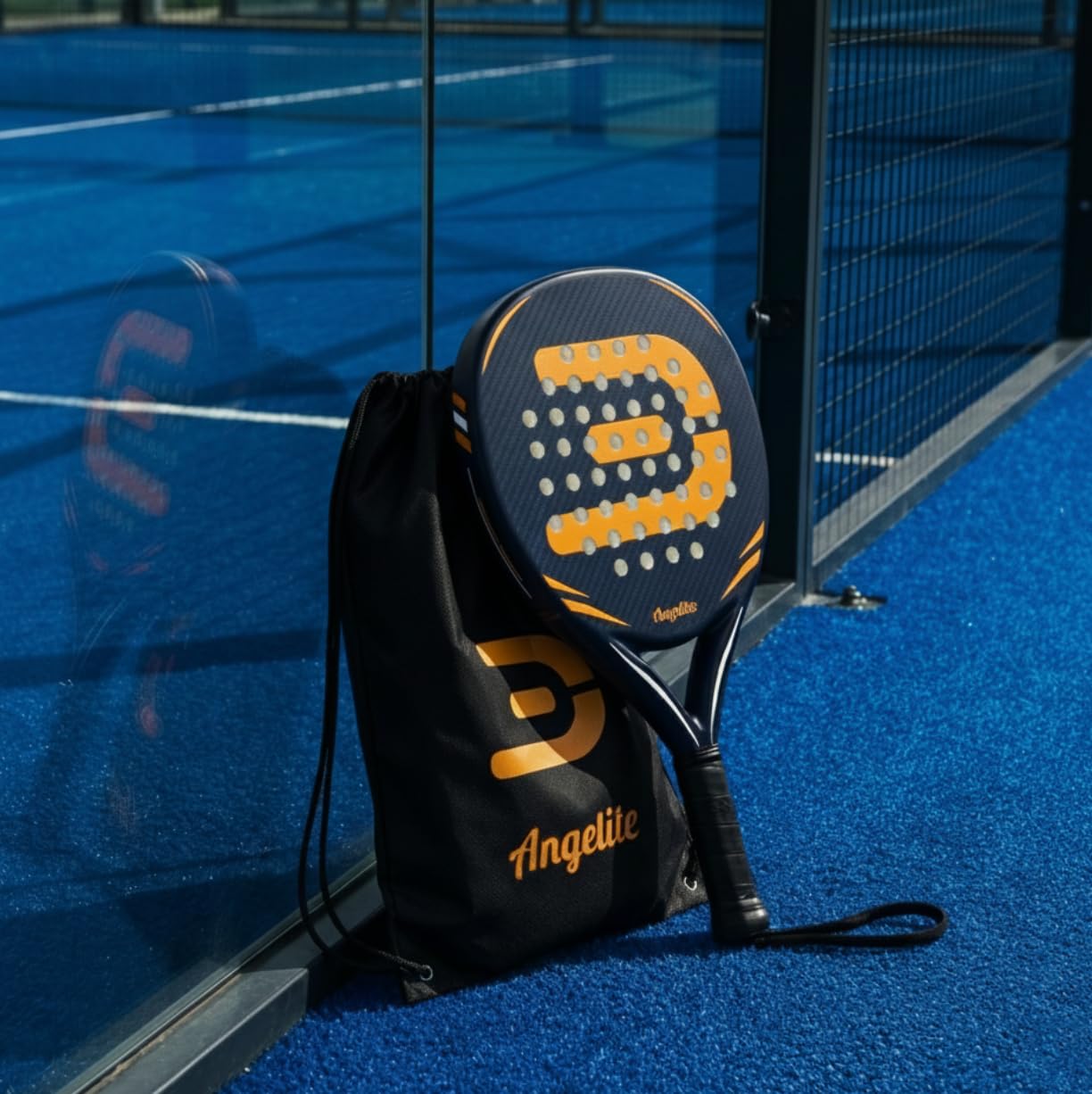 Raquette de Padel Angelite AG1 avec Garantie de 2 Ans | Cadre léger et Robuste en Fibre de Carbone (360 g), Surface en Fibre de Verre et Mousse EVA FlexCore pour Un contrôle Optimal