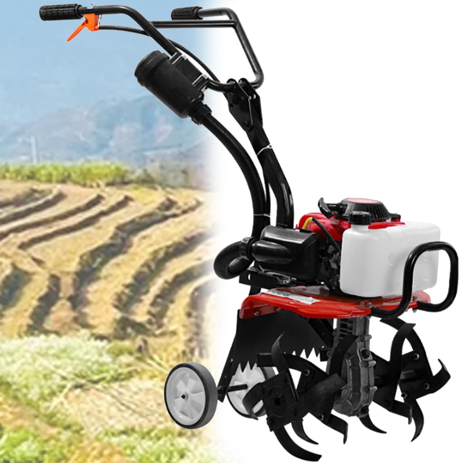Cultivador Rotativo De 4 Tiempos, Cultivador De CéSped Y Suelo, Motor Rotovator, Liviano, Compacto, Potente, Manijas De Agarre Seguro, Construido Para Ser Duradero