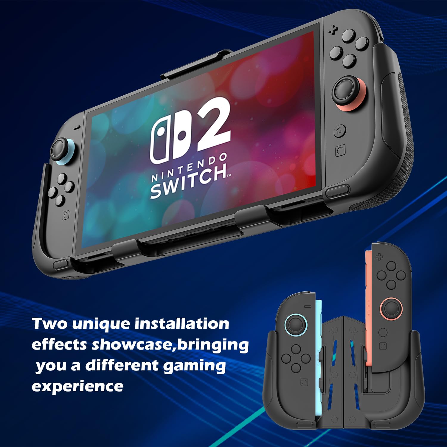 Protective Case Compatible with Nintendo Switch 2, Dockable Stand[UPGRADED ARMOR]Protector Cover, Magnetic JoyCon Friendly, Cooling Ergonomic Design, Comprehensive Drop & Scratch Resistance(Black) - Image 5