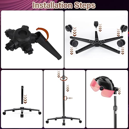 Miniatura 7 de Secador de pelo con capucha, secador de pelo profesional de pie con ajuste de tiempo, controles táctiles y 3 ajustes de temperatura, secador de pelo