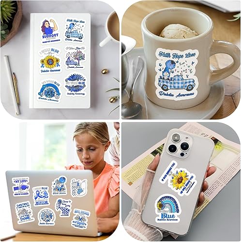 Miniatura 4 de 25 calcomanías de concientización sobre la diabetes, inspiradoras calcomanías de vinilo impermeables para botellas de agua, libros, laptop,