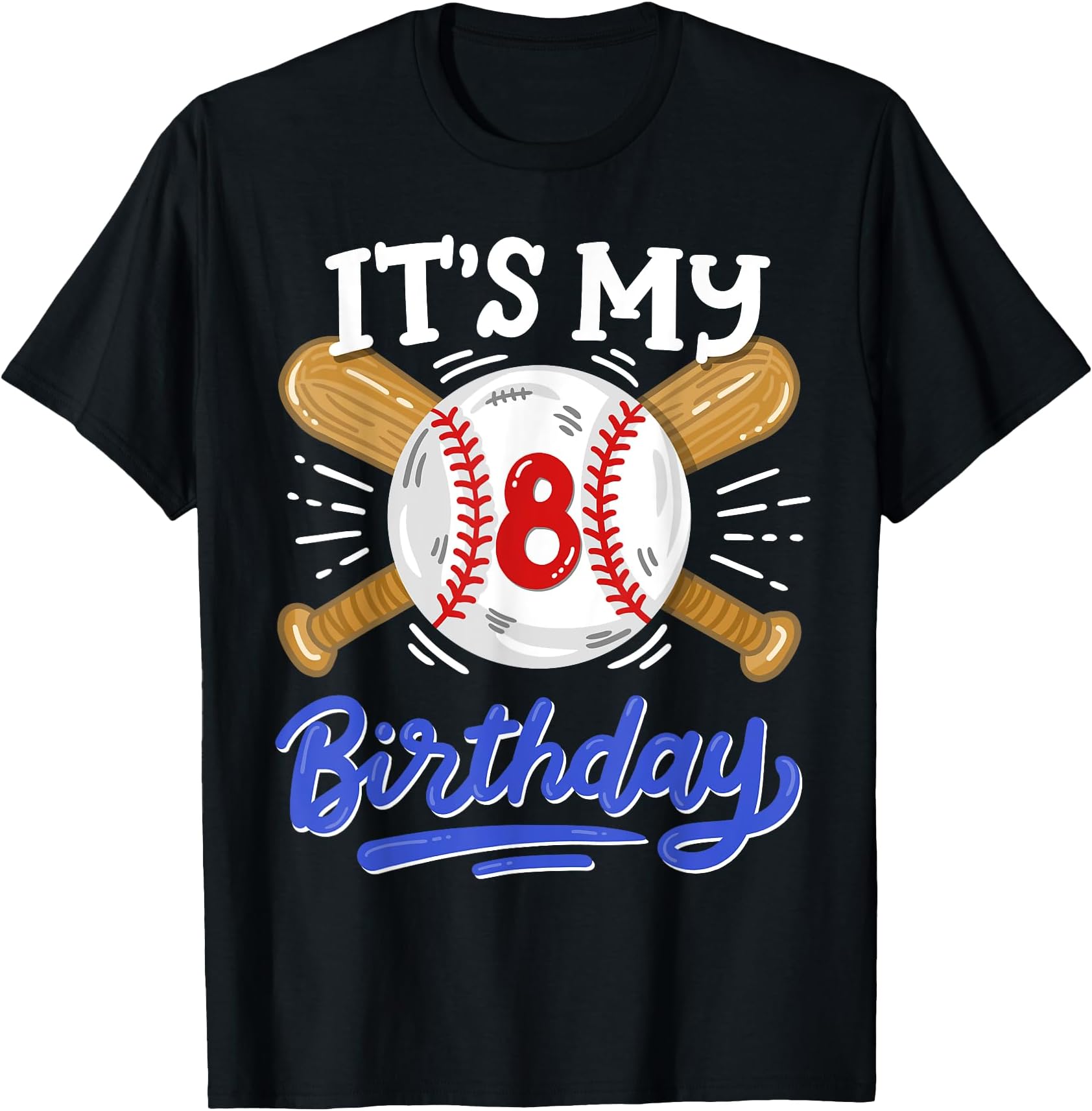 Kids 8th Baseball Birthday Party Boys Sport Fan 8 Years Old T-ShirtOEKO-TEX STANDARD 100