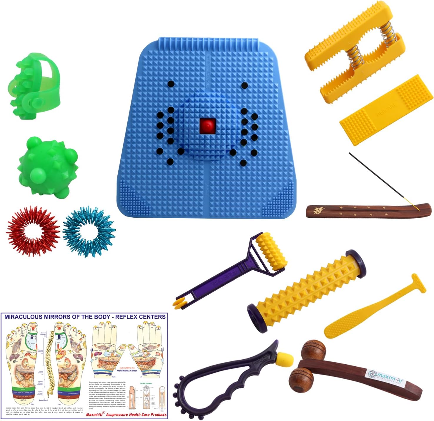 Acupressure Mat - Powermat 2000 with Pyramids and Magnets, Foot Massage n Total Health Care Acupressure Products(Blue)