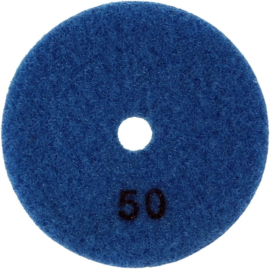uxcell 3-inch Diamond Wet Polishing Pad Grit 50 10pcs for Granite Concrete Marble Blue
