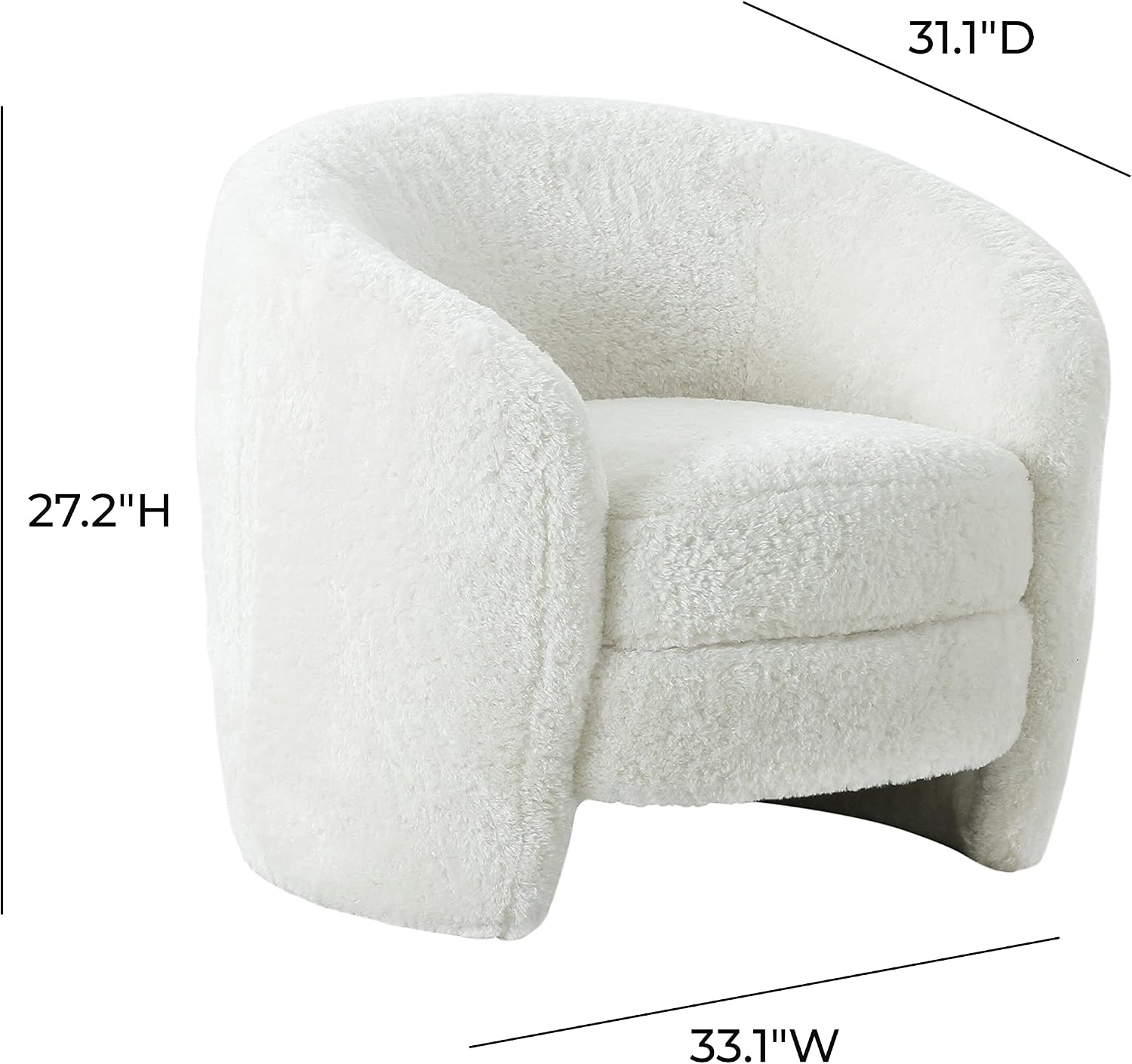 Tov Furniture Dakota White Faux Shearling Upholstered Living Room Armchair