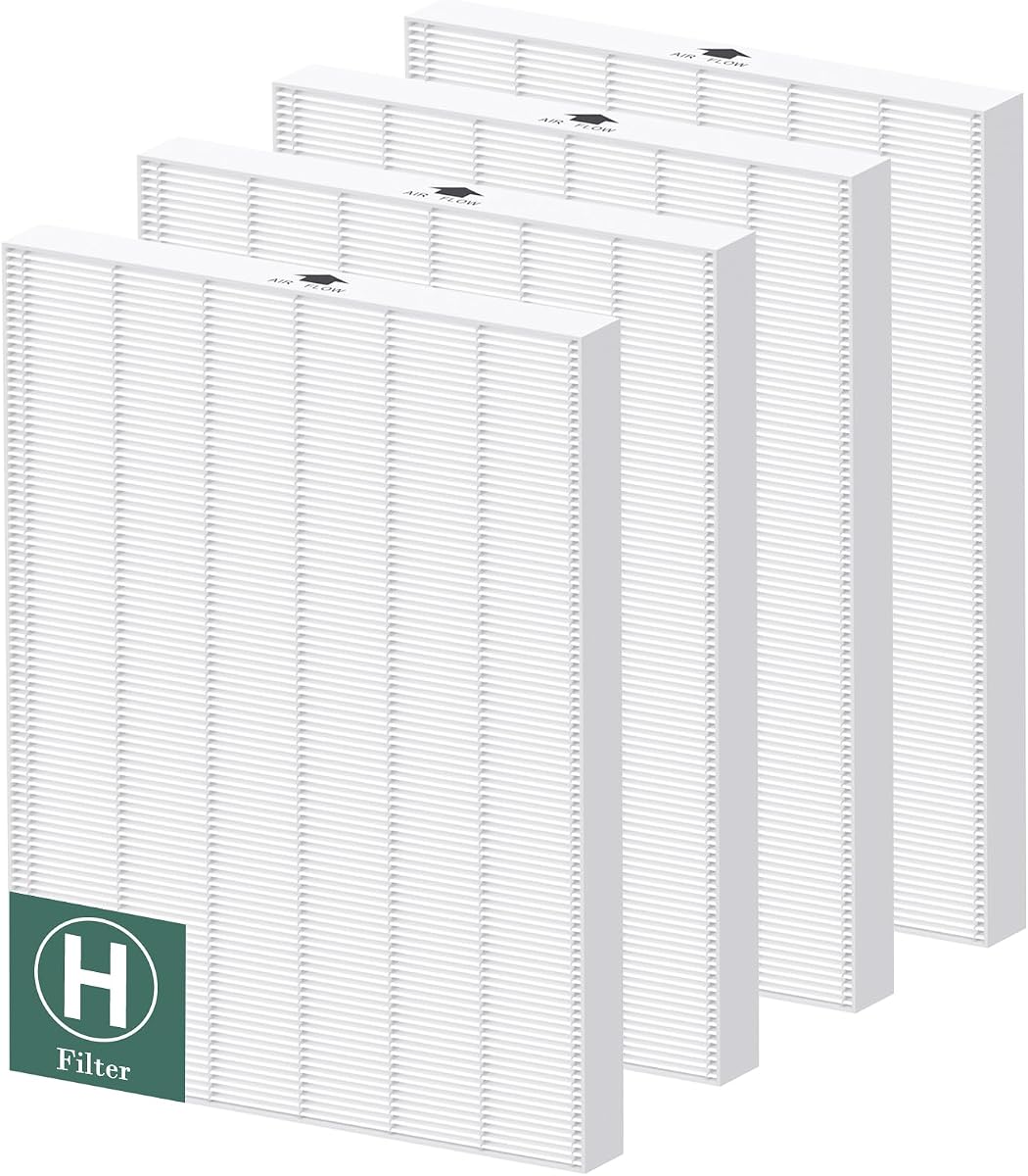 116130 Replacement Filter H Compatible with Winix 5500-2, AM80 Air Purifier | HEPA Air Filter for Dust Pollen Hair Pet Dander Smoke, 4 Pack (White)