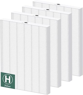 116130 Replacement Filter H Compatible with Winix 5500-2/ AM80 Air Purifi-ers, HEPA Filter for Dust Pollen Hair Pet Dander Smoke, 4 PackWhite