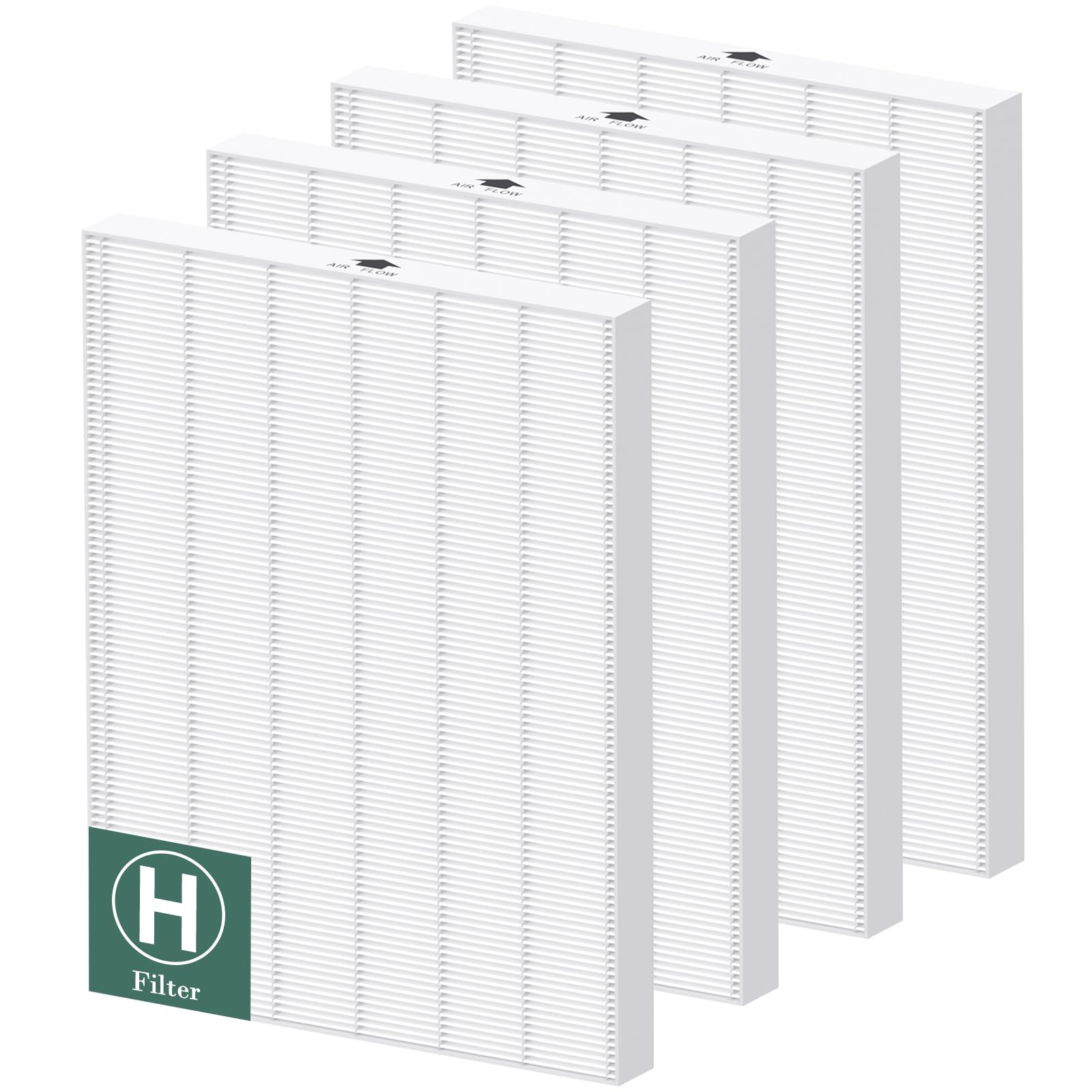 116130 Replacement Filter H Compatible with Winix 5500-2/ AM80 Air Purifi-ers, H13 Grade True HEPA Filter for Dust Pollen Hair Pet Dander Smoke, 4 Pack(White)
