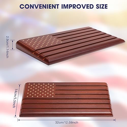 Miniatura 2 de LIUYALO Exhibición de monedas de desafío de 6 filas con bandera de Estados Unidos, soporte para monedas de desafío hecho de 100% madera maciza