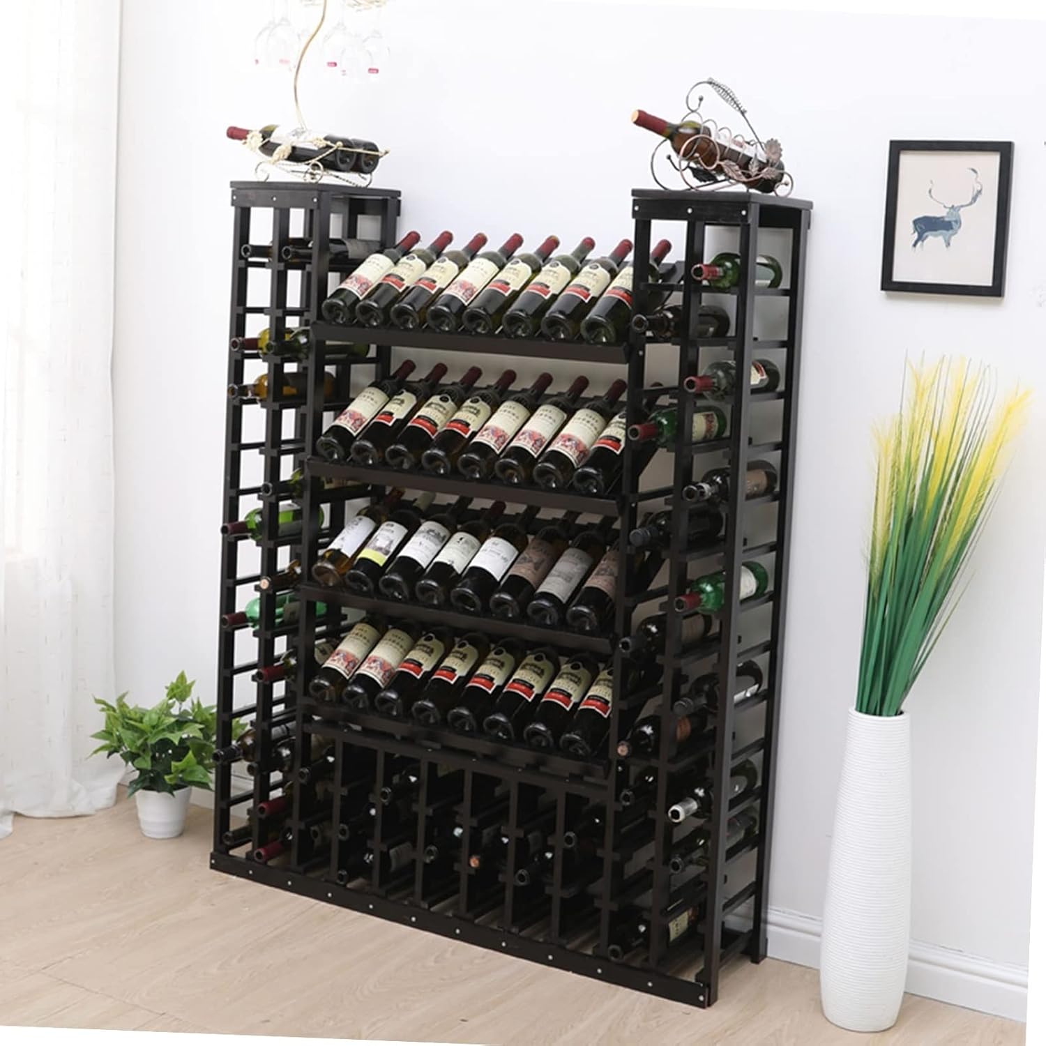 Modern Wall Mounted Wine Display Rack Wine Bottles Rack - Floor-Standing Wine Cooler, Solid Wood Floor Wine Bottle Rack/Wine Cabinet, Sturdy and Durable Display Rack, Wine Decorati