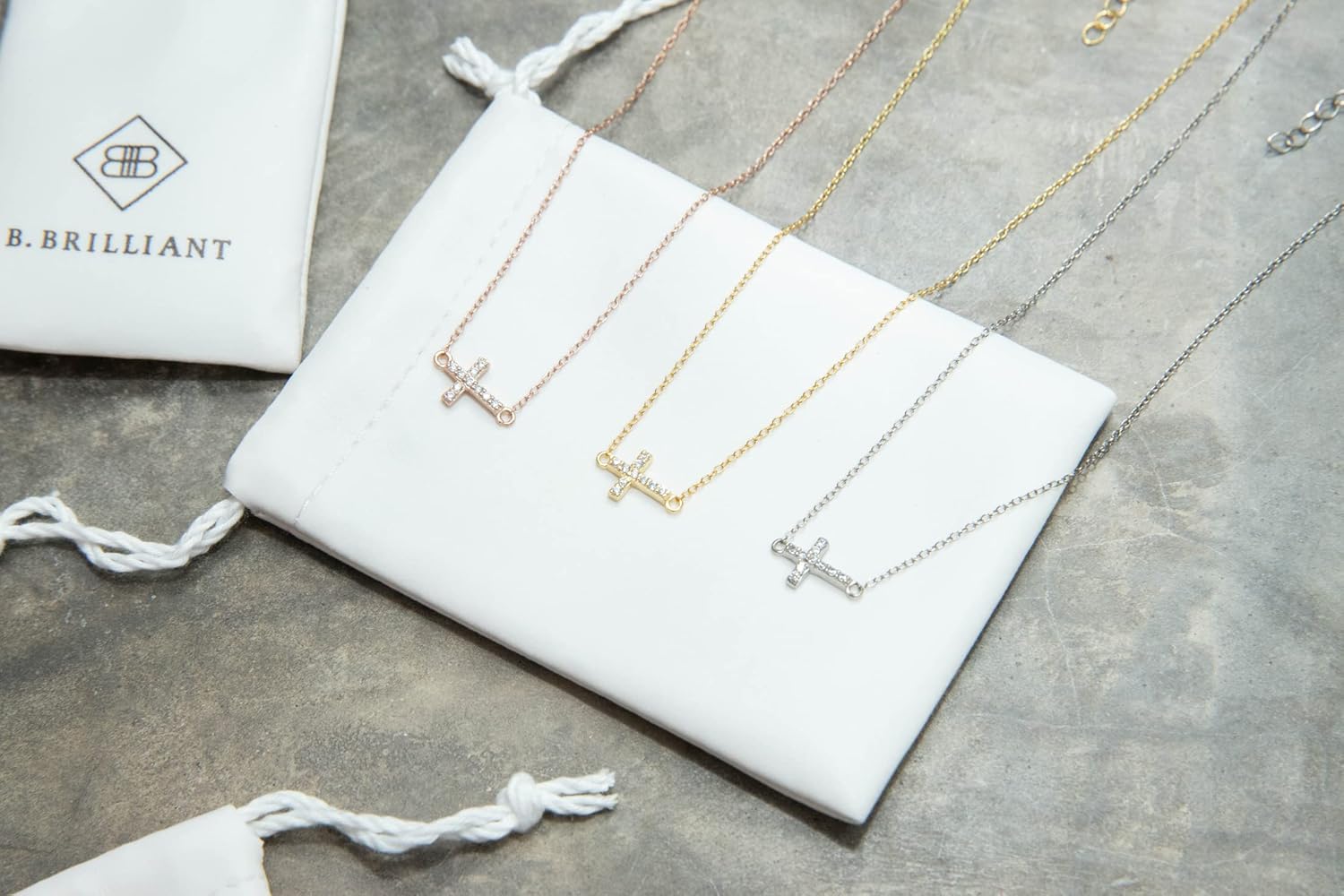 Cross Necklace, Layered Necklaces for Women, Choker Necklace, Short Necklace, Cubic Zirconia Cross Necklace, Layering Necklaces for Women, Sterling Silver, Rose Gold, Dainty Gold Necklace for Women - Image 4