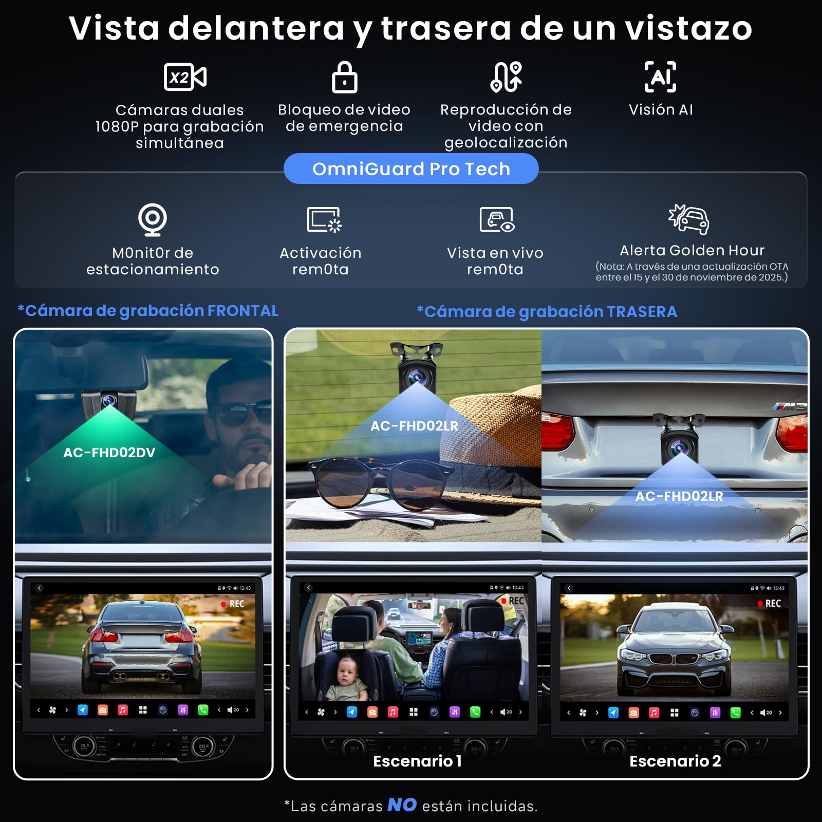 [12.95" QLED] Radio Android 1 DIN y 2 DIN, Agente de IA & Visión IA, Pantalla Flotante Coche, Alerta Golden Hour, 8G+128G, 4G LTE, CP y AA Inalámbricos, Salida óptica S/PDIF & Entrada HDMI, X10G129E