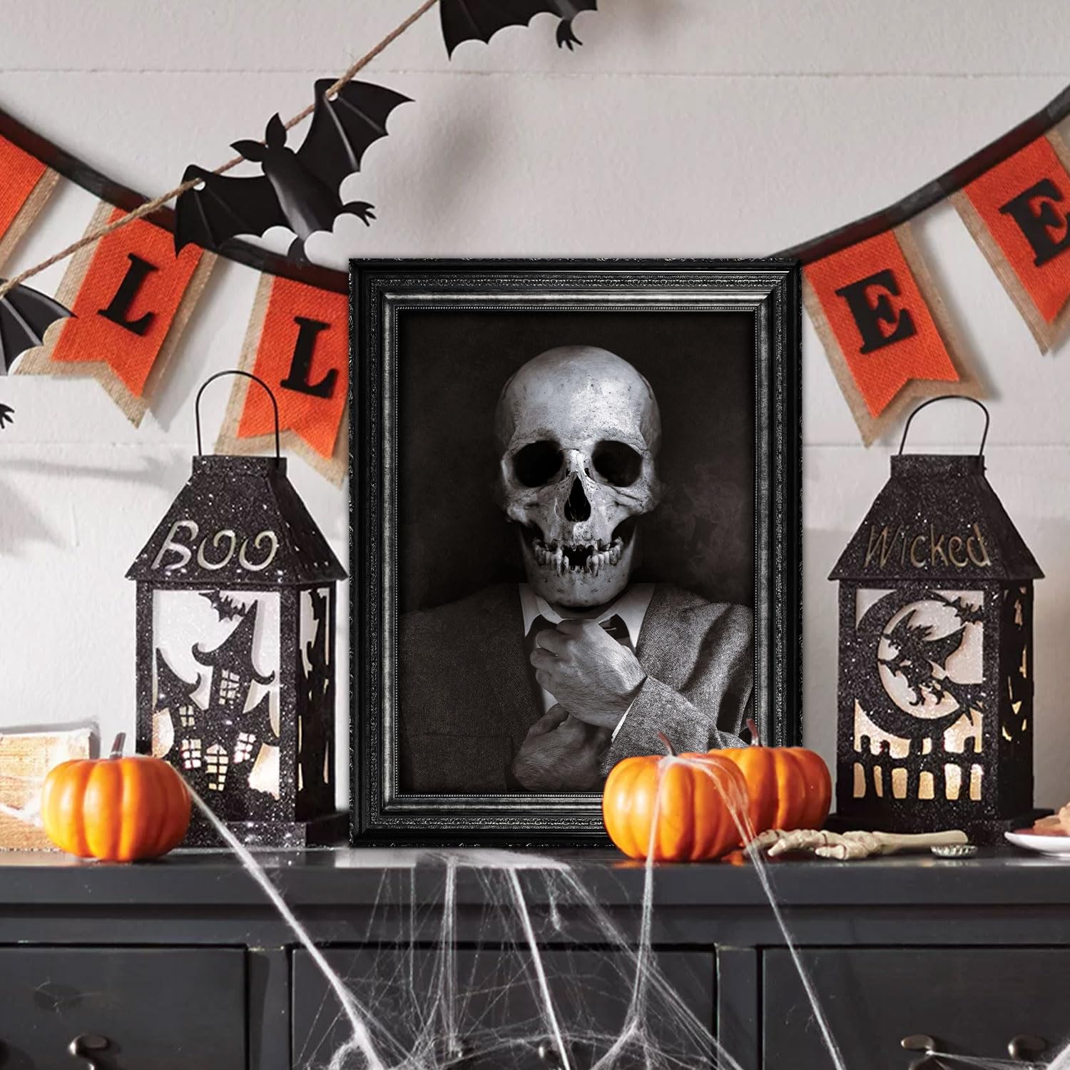 Lot De 5 Cadres Photo 3D Changeants Halloween - 28 X 22 Cm - Décoration Murale Effrayante