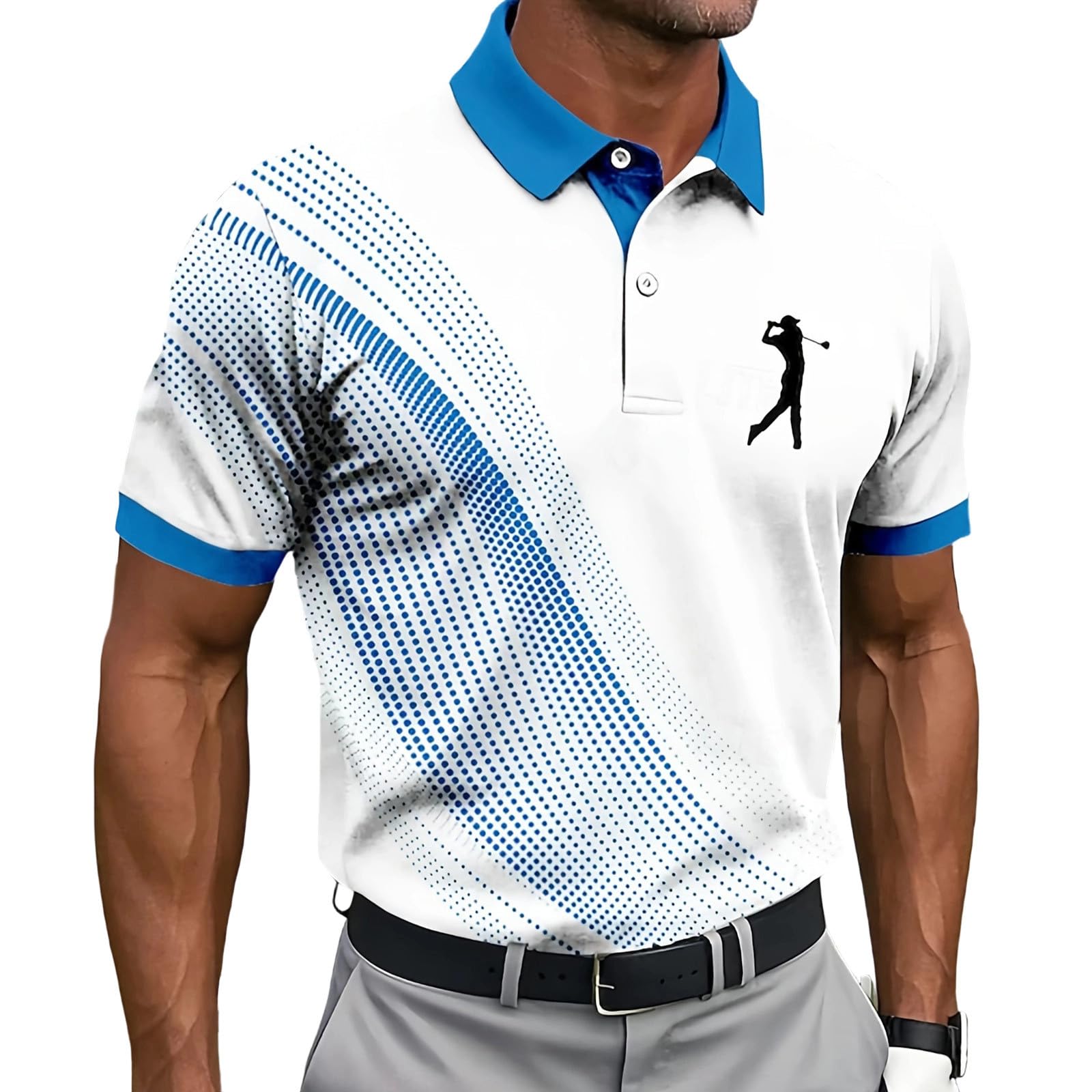 Men's Golf Polo Shirt T-Shirt Gradient Plaid Party Casual Short Sleeve Shirts Quick Dry Moisture Wicking Athletic Shirt — view 11