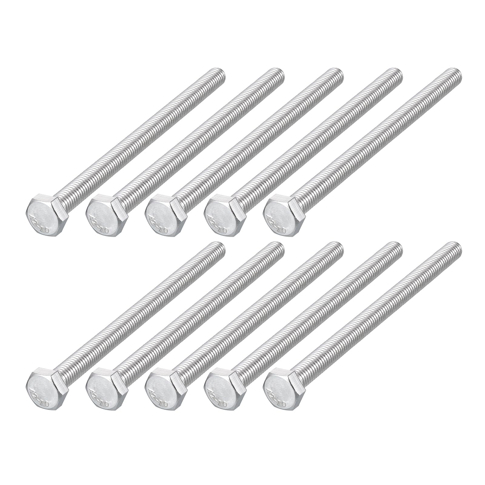 METALLIXITY Hex Bolts (M8-1.25x120mm) 10Pcs, 304 Stainless Steel Coarse Fully Threaded Hex Head Screw Bolt Machine Screws