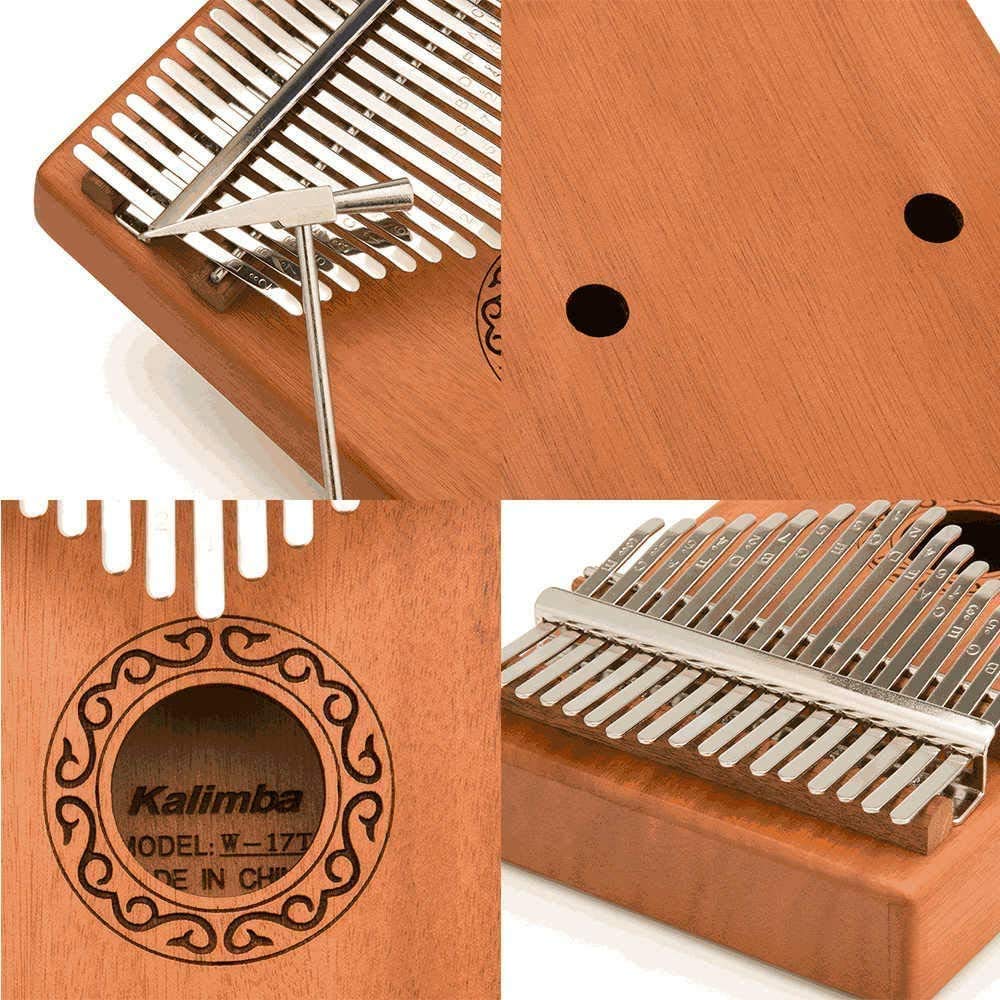 Kalimba 17 tasti Thumb Piano, Strumento per pianoforte a pollice in mogano, Portatile Professionale Pianoforte, con Accessori e Istruzione e martello