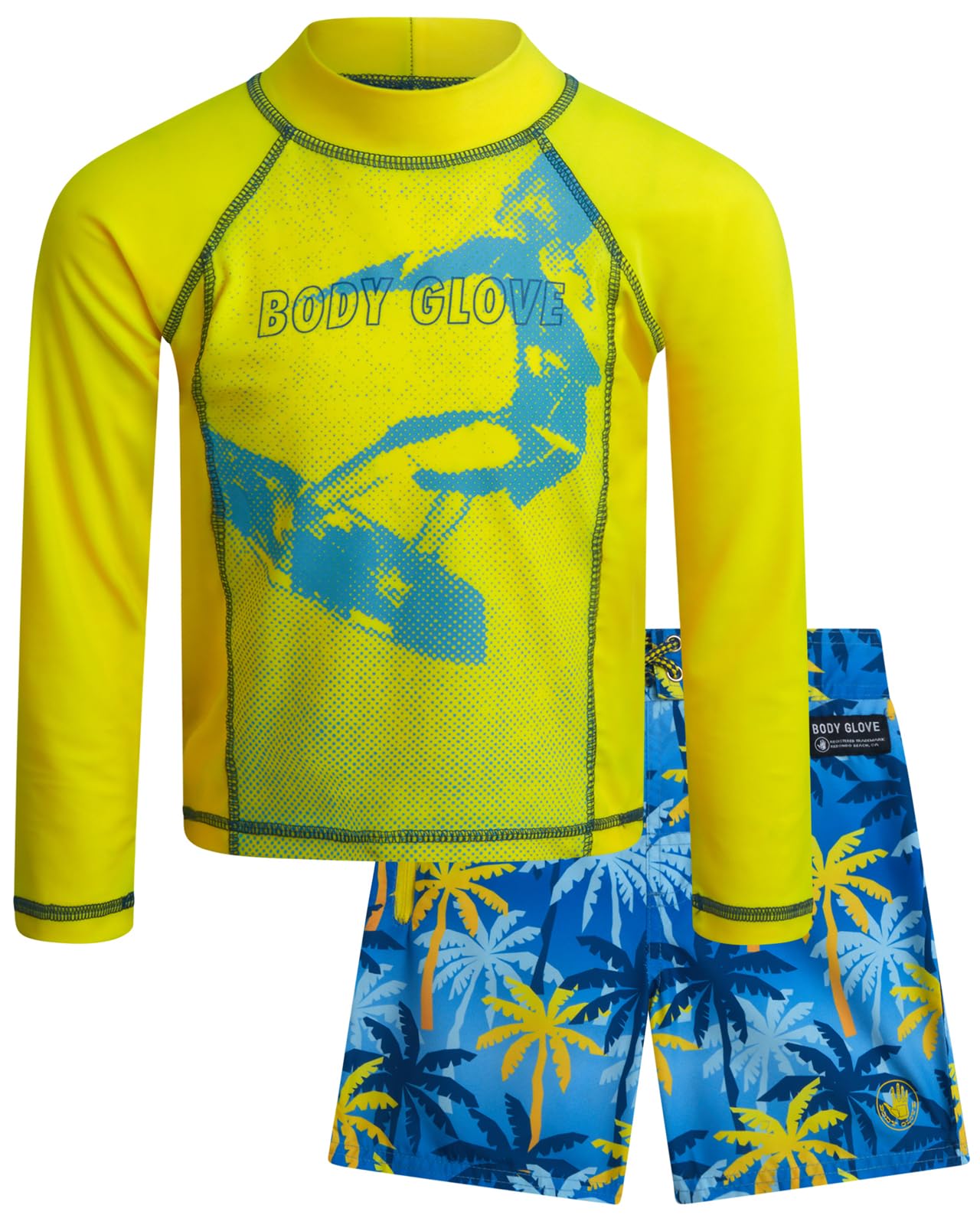 Body Glove Boys 2 Piece Swim Set Rash Guard &amp; Swim Trunks (Sizes 4-12)