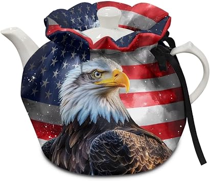 Teapot Thermal Cover Flag and Eagle Print Tea Cozy for Teapot Insulated Kettle Teapot Can be Used as an Insulated Cover at Breakfast Decorative Accessories for The Dining Table Coffee Table