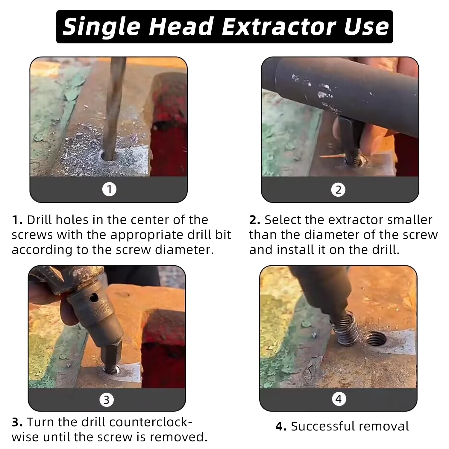 Juego de extractores de tornillos de 25 piezas, juego de extractores de pernos de fácil extracción, juego de tornillos de cabeza hexagonal multiestriados para pernos, tornillos y espárragos redonde