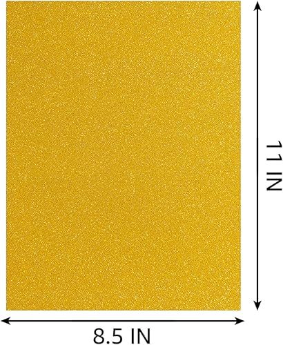 Miniatura 2 de 50 hojas de cartulina con purpurina gruesa para fiestas de cumpleaños, manualidades e invitaciones (dorado, 8 12 x 11 pulgadas)