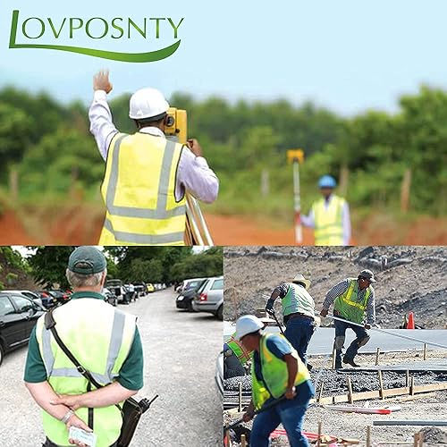 Miniatura 5 de LOVPOSNTY Camisas de seguridad ANSI Clase 3 Hi Vis Camisas con tiras reflectantes, camisas de construcción con parte inferior negra para hombre,