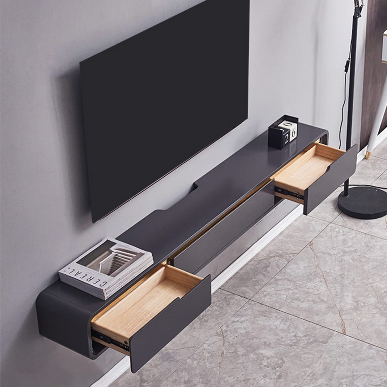 Mobile TV a Parete, Console per Mobile TV a Parete, Supporto TV Galleggiante, Scaffale Multimediale Fissato al Muro, Scaffali Multimediali/120 Cm/B