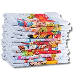 Kit 10 Panos de Prato Cozinha Estampado Grande 100% Algodão Santa Margarida