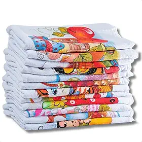 Kit 10 Panos de Prato Cozinha Estampado Grande 100% Algodão Santa Margarida