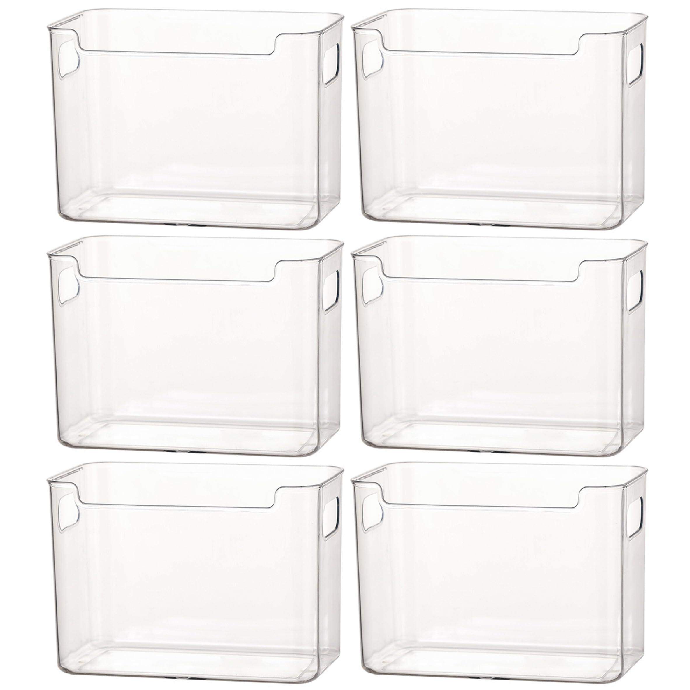 6 Pack Transparent Plastic Freezer Refrigerator Storage Bins Fridge Organiser Large Side Door Containers