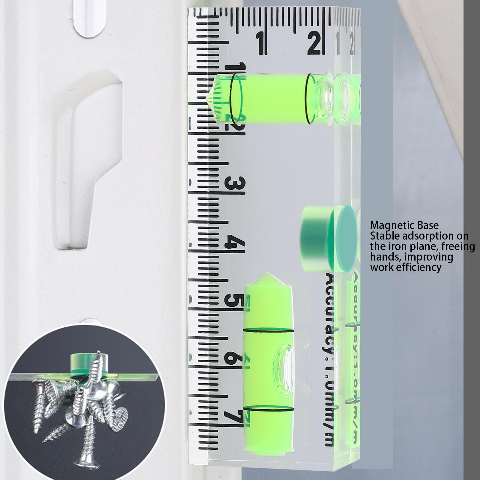 Mini livella magnetica Righello Piccolo strumento livella a bolla in acrilico per misurazioni orizzontali e verticali con elevata precisione per progetti fai da te e costruzioni