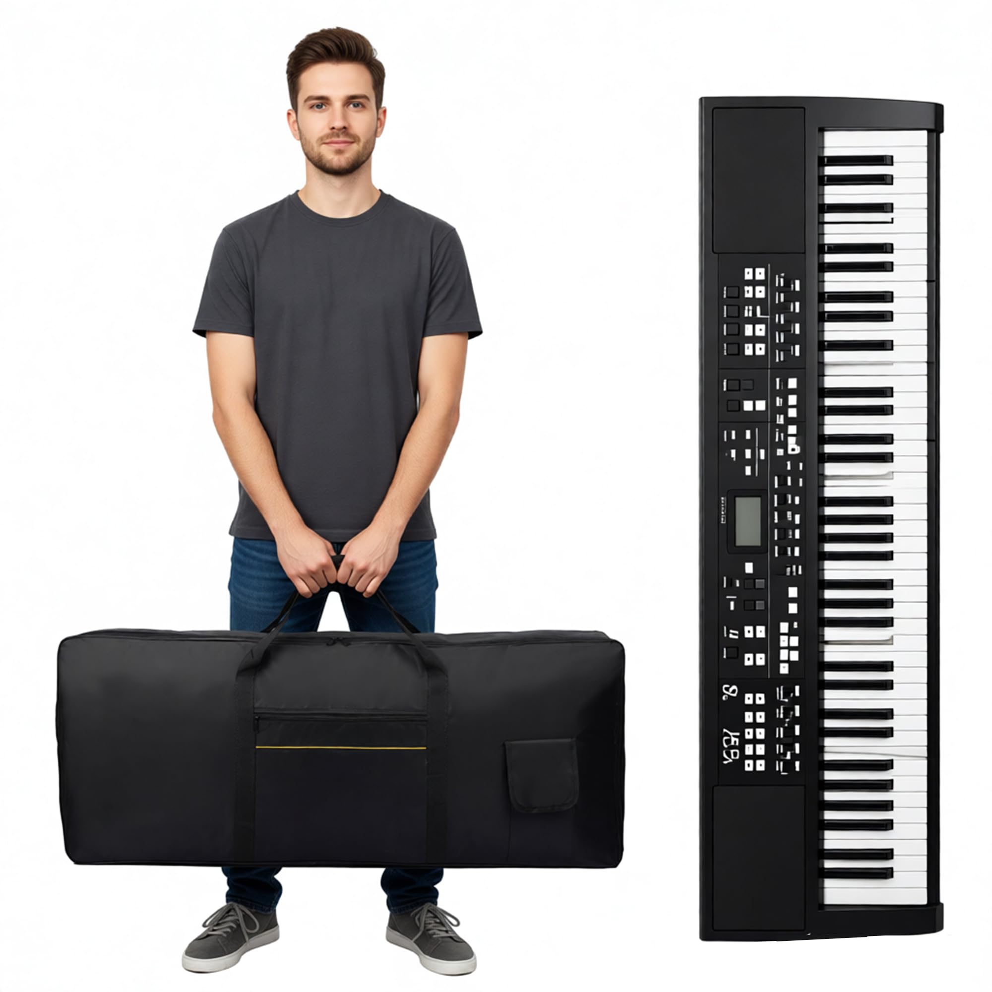 Housse De Clavier 88 Touches Sac De Clavier Piano Electrique Couverture De Clavier Anti-Poussière en Tissu Oxford 420d, Housse De Protection pour Claviers, Noir