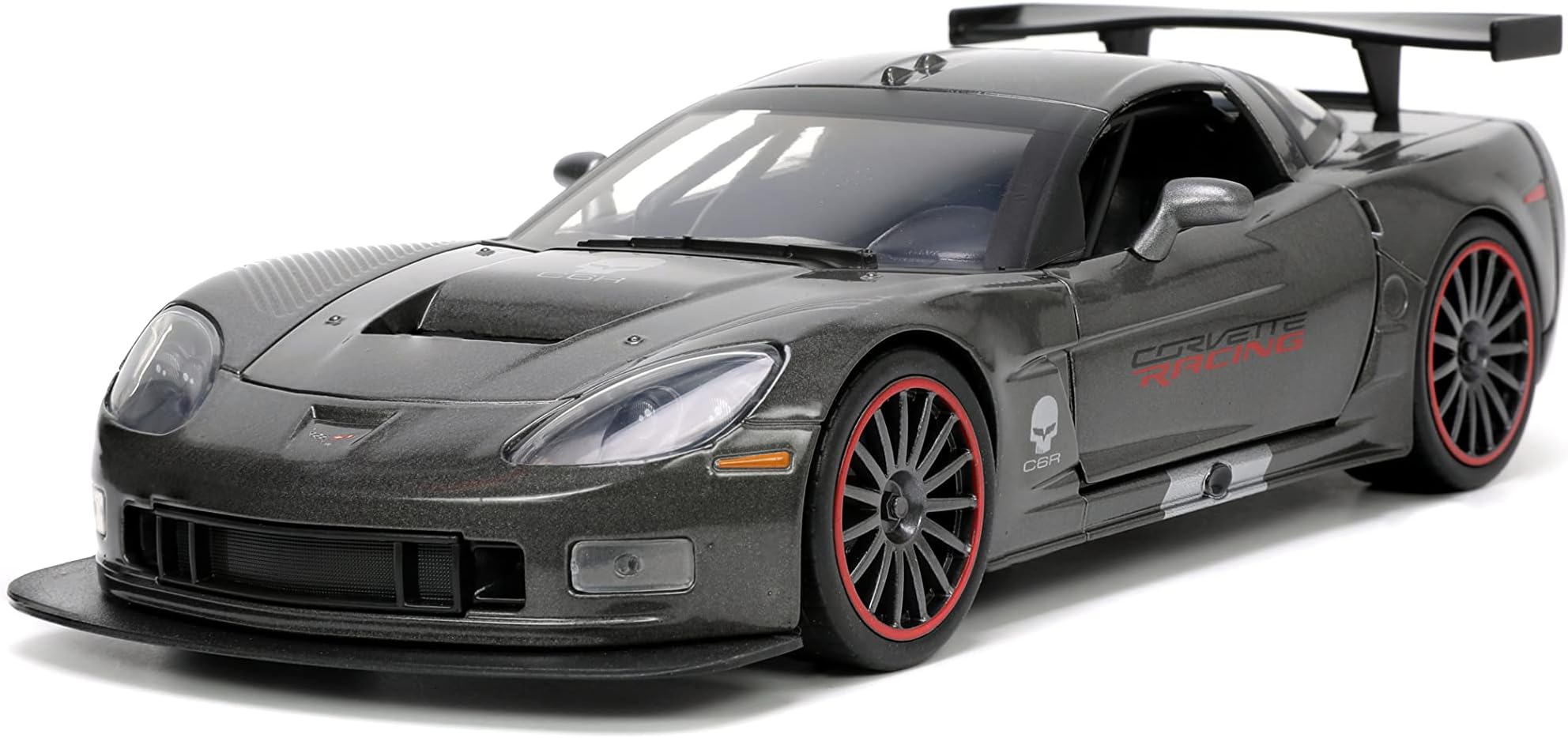 Jada Big Time Muscle 1:24 2005 Chevy Corvette C6R Die-cast Car Charcoal Grey, Toys for Kids and Adults