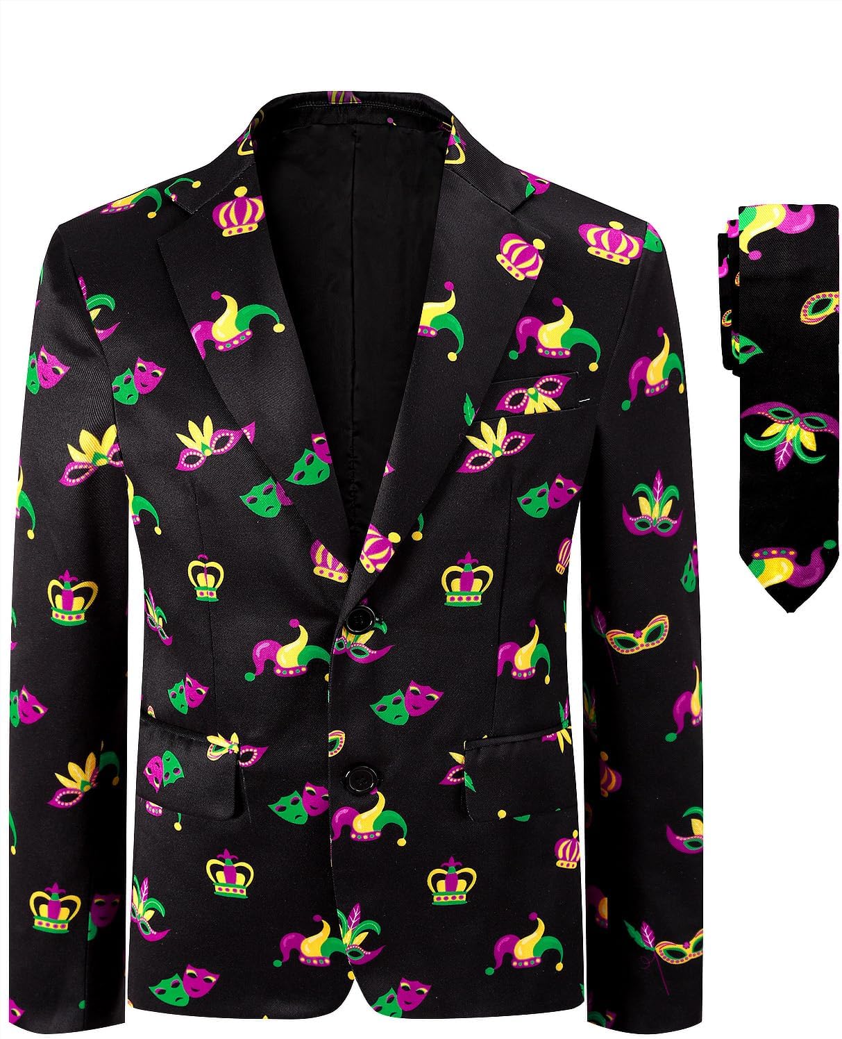 2-Piece Boys Mardi Gras Blazer & Tie for 8-16 Years