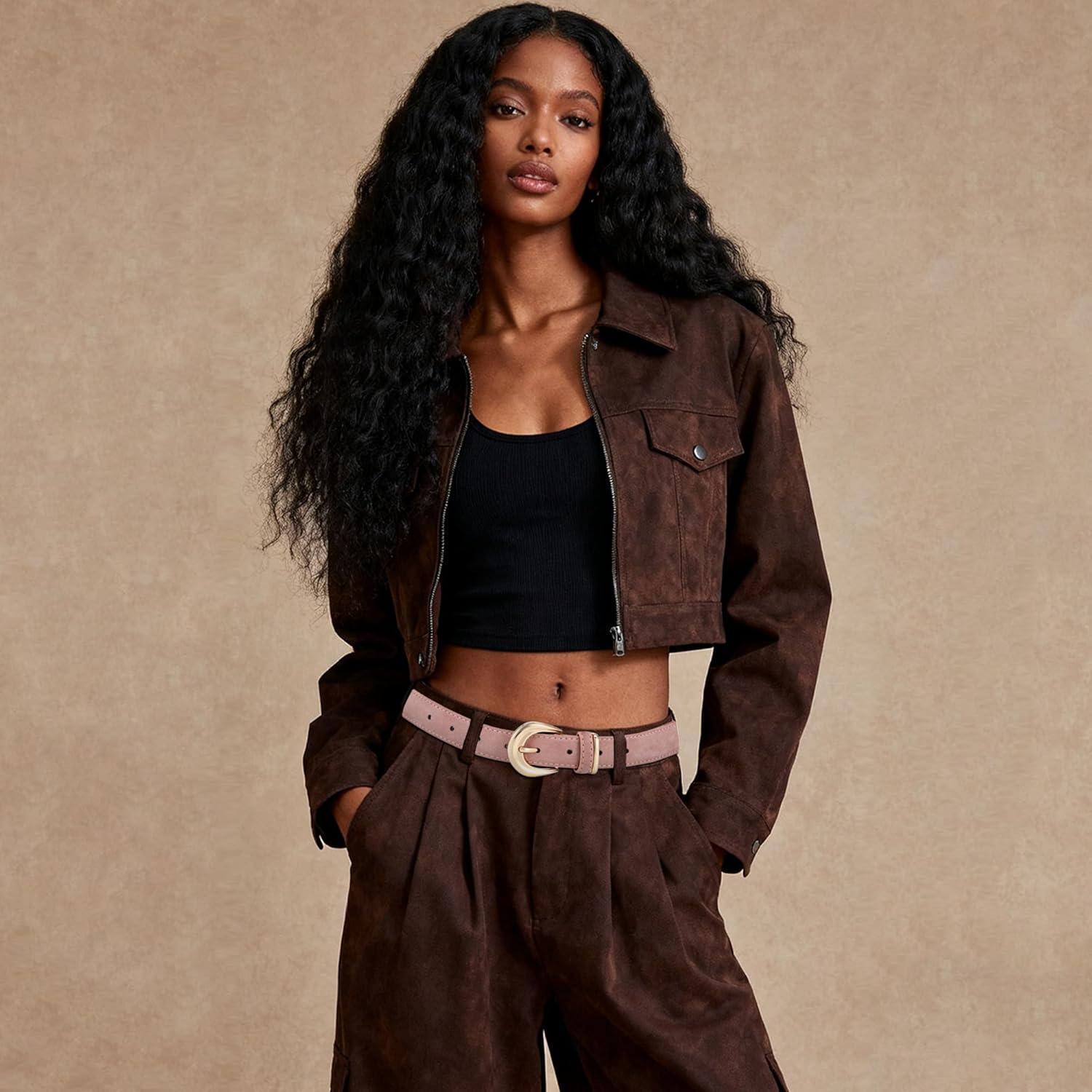 Earnda Suede Belts for Women Jeans Dresses Casual Wear Elegant Ladies Waist Belt with Gold Buckle - Image 3