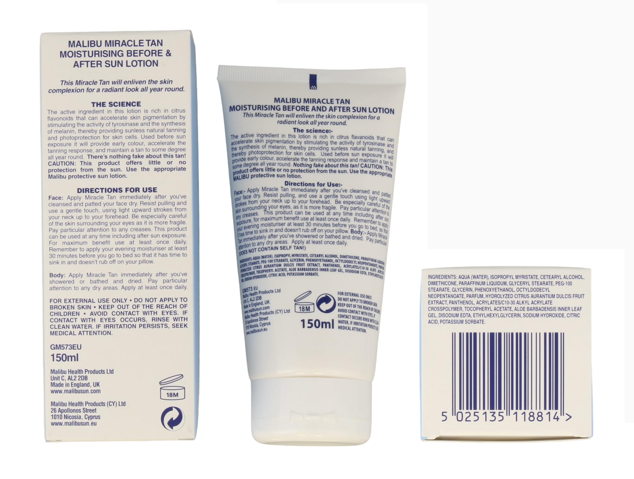 Malibu Sun Miracle Tan Before and After Sun Lotion, feuchtigkeitsspendend, 150 ml – Ansicht 2