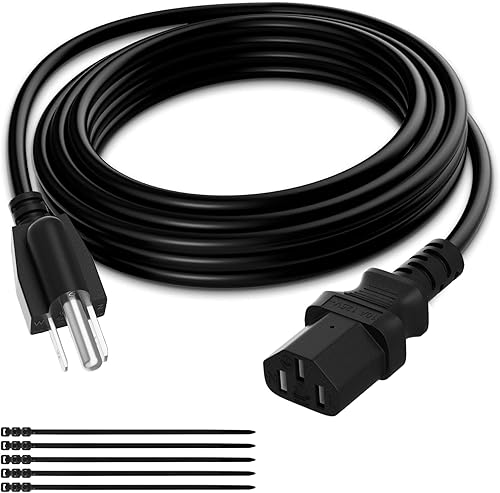 Elecan Cable de alimentación de repuesto de 3 clavijas de 50 pies, a prueba de calor, flexible, duradero, cable de alimentación para dispositivos de