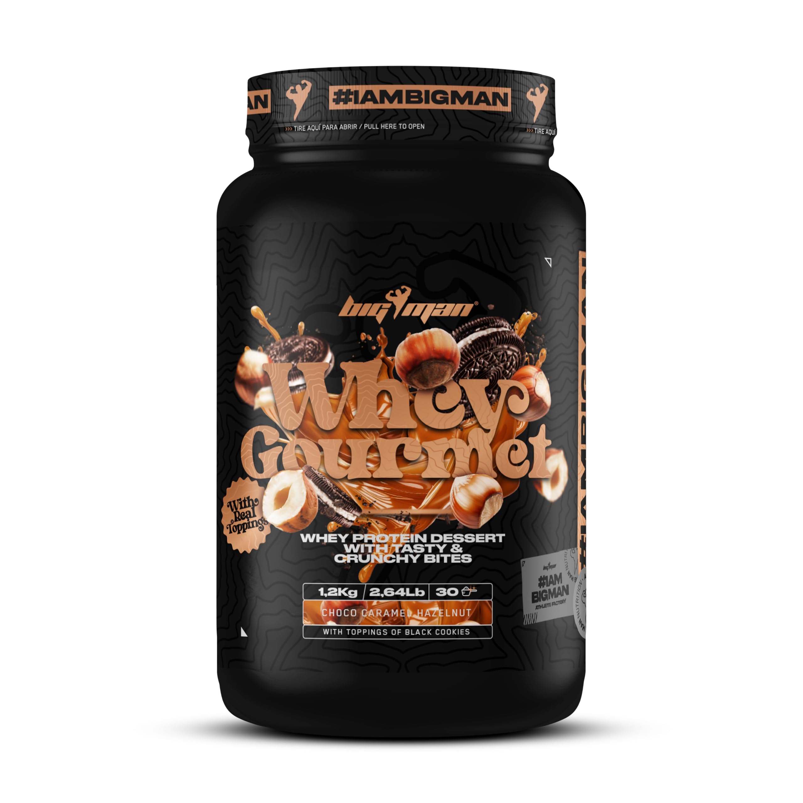 BigMan | WHEY GOURMET | Protéine de lactosérum avec caséinate de calcium | Texture crémeuse | Saveurs gourmandes avec garnitures (1 200 g, chocolat caramel noisette)