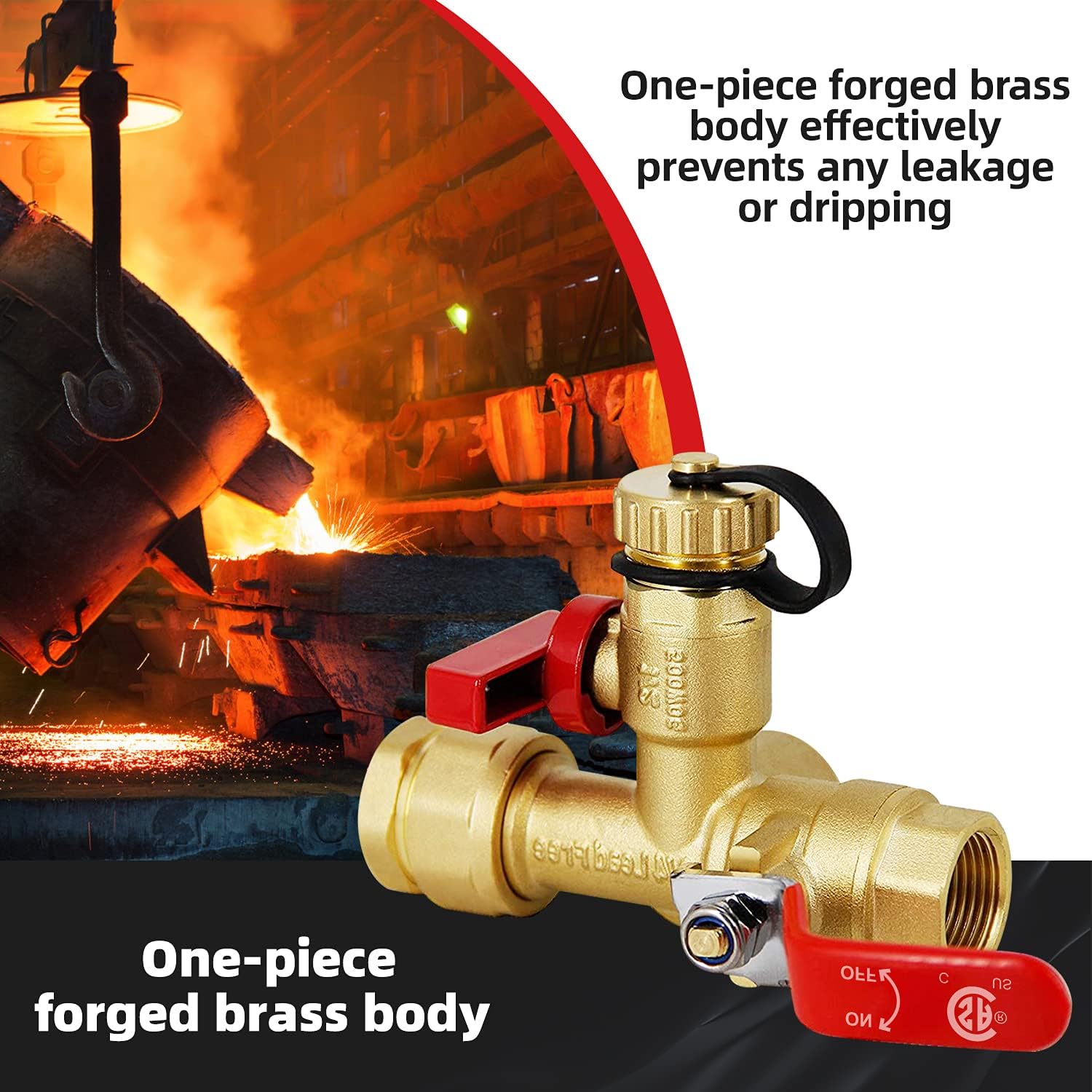 One-piece forged brass body of VAV valve kit