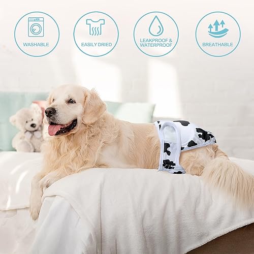 Miniatura 5 de Avont Paquete de 3 pañales lavables para perras (pequeñocintura de 8 a 13.5 pulgadas), pañales reutilizables de alta calidad, altamente absorbentes,